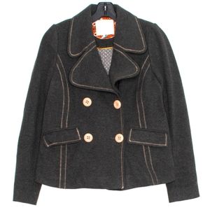 NWT Anthropologie ett twa Gray Blazer Pink Buttons